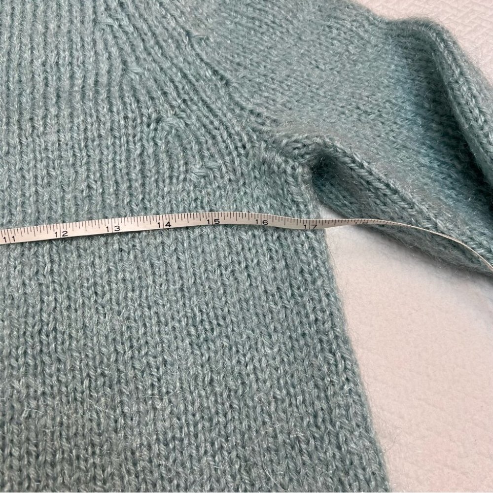 handmade Hand Crafted Blue Acrylic Rolled Neck Sweater Size S/M - Picture 8 of 8